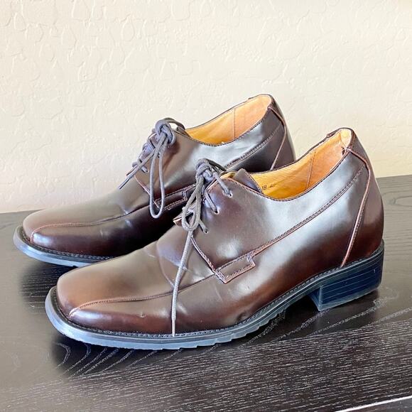 Height Increased Brown Leather Dress Shoes - Picture 2 of 10